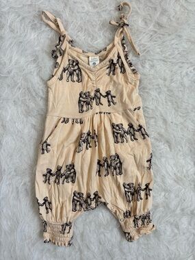 kate quinn Cream Tie-Shoulder Romper with Teddy Bear Print